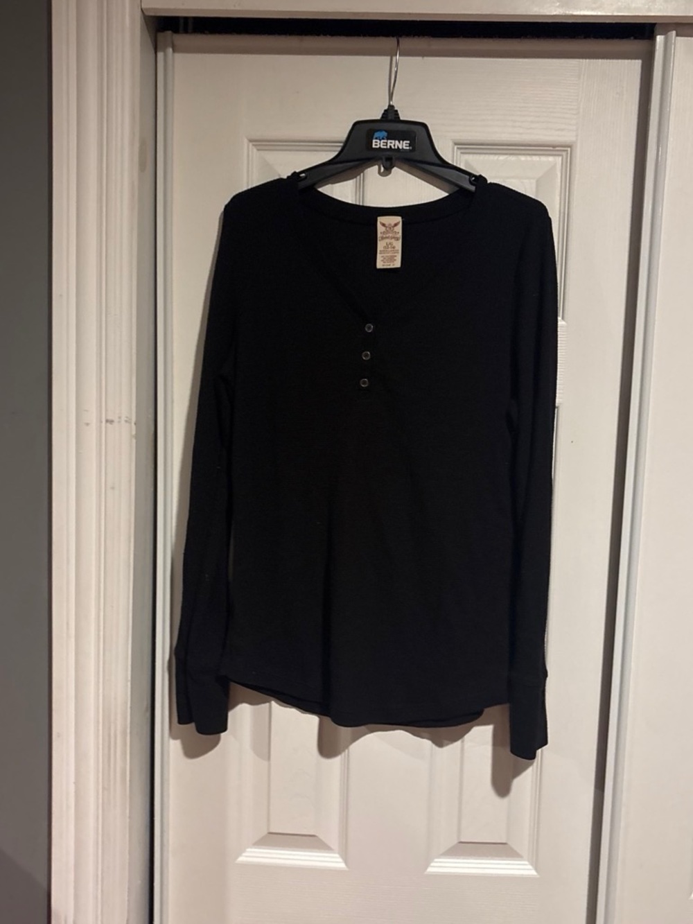 Faded Glory Black Long-Sleeve Henley Top